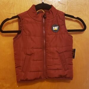 NWT CAT Burgandy Puffer Vest